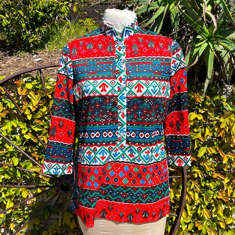 Vintage 1960s Npc Fashions Printed Tunic Top